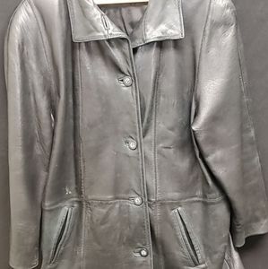 womens black genuine leather gallery jacket size XL